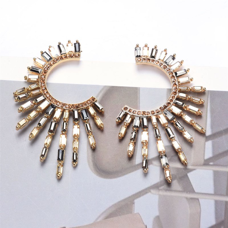 Earrings for Women Fashion Geometric SemiCircle Alloy Inlaid