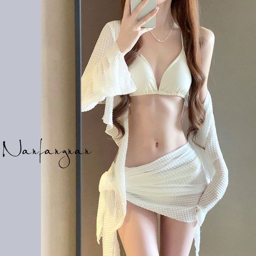 Bikini Swimsuit 2025 FourPiece Set White Sexy Swimwear for B