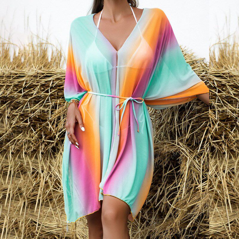 Beach Sun Protection CoverUp 2025 Gradient Color Bikini Oute