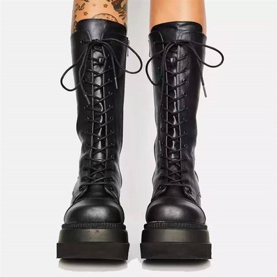 Winter Buckle Ankle Boots Womens Punk Thick Bottom Platform