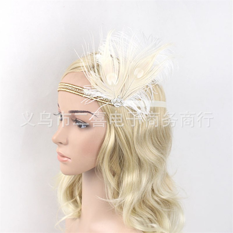 Feather Headband with Diamonds Shiny Sequins Perfect for Pho