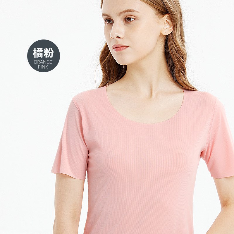 Ice Silk Tee Shirt Women White Short Sleeve Basic 2025 Summe