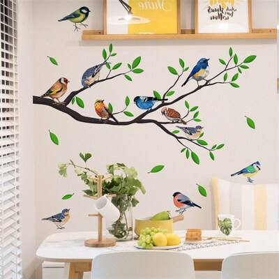 MS4019ZC Branch Bird Decorative Wall Sticker Simple Removabl
