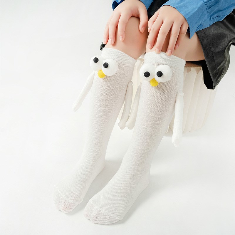 Summer White Midcalf Socks for Kids Parentchild No Heel 3D D