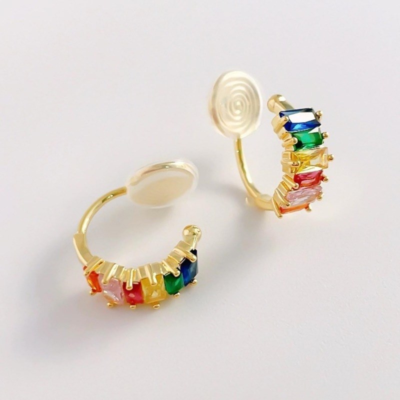 Earring Colorful Zircon Studs Womens Light Luxury Design Mos