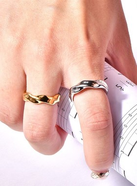 Stylish Titanium Steel Twist Simple Womens Ring Create Perso