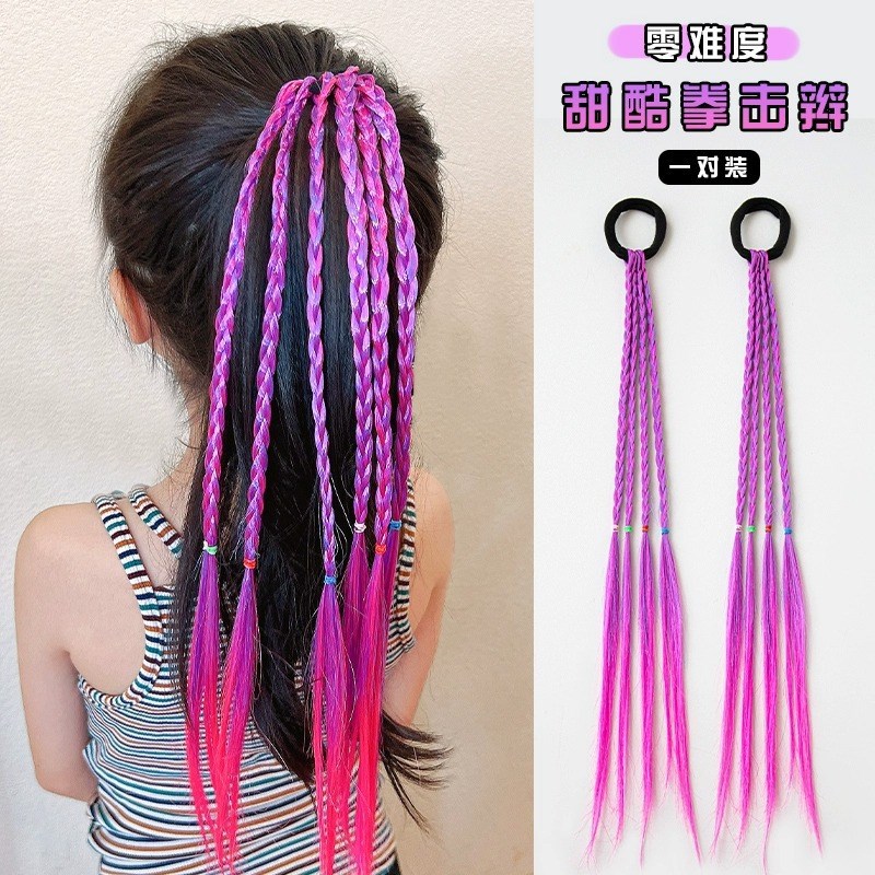 Kids Wig Braids Boxing Braids Colorful Hair Ropes Sweet Cool