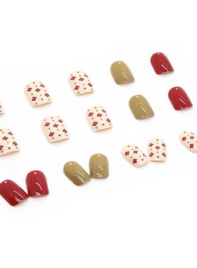Floral Patterned Presson Nails HighQuality Nail Tips Short S