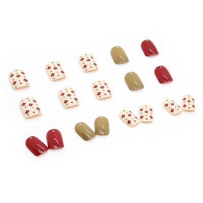 Floral Patterned Presson Nails HighQuality Nail Tips Short S