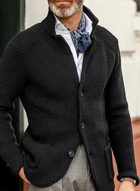 Highquality Oversize Mens Clothing Standup Collar Knitted Ja