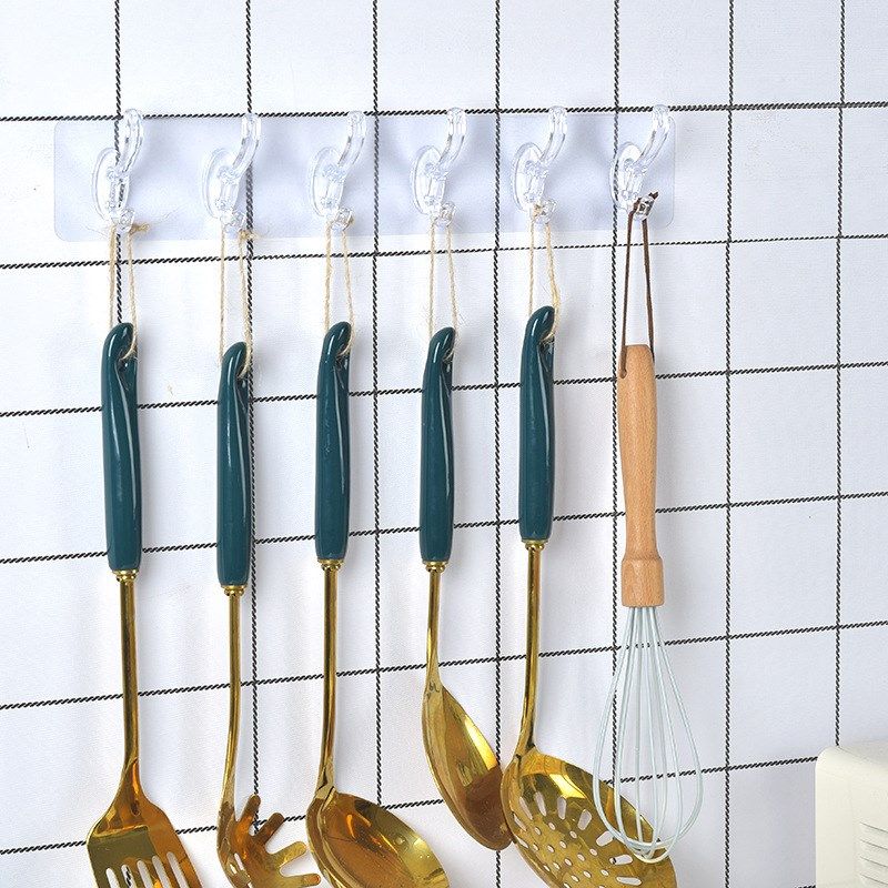 Wall Hooks Door Hooks Bathroom Waterproof 6Hook Coat Hook Eu