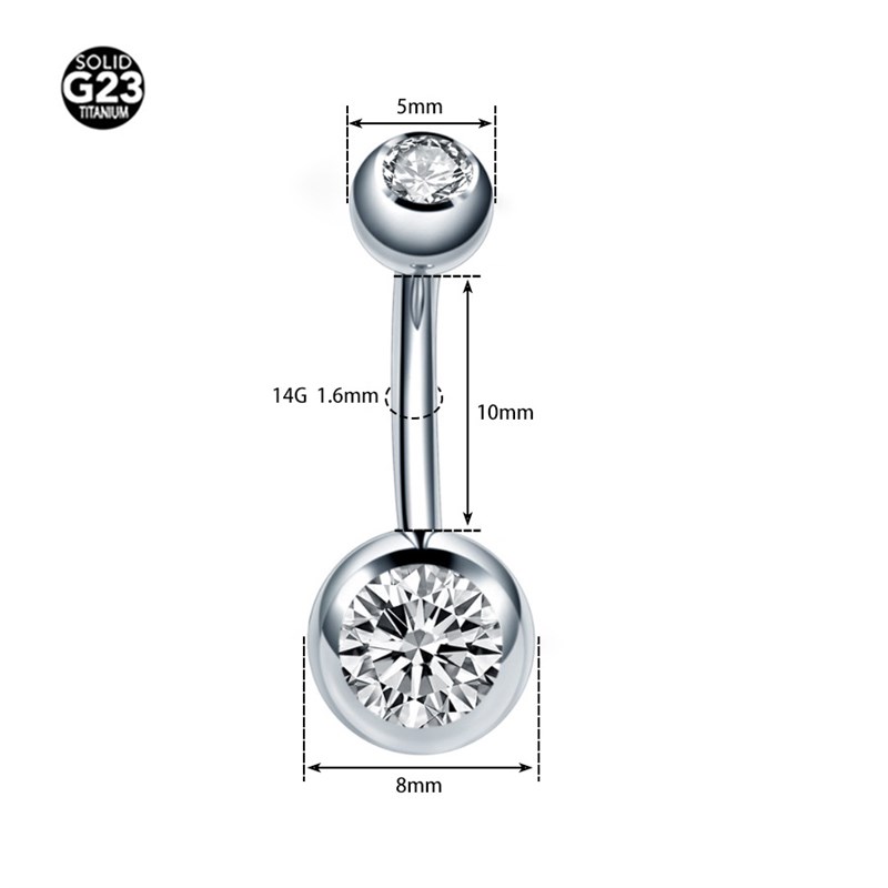 Titanium Alloy Internal Thread Belly Button Stud DoubleEnded