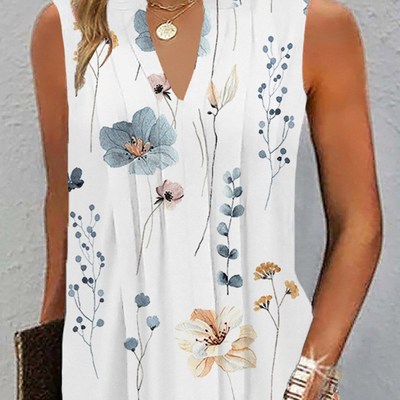 2025 Fashion EuroAmerican Casual VNeck Small Floral Dress 20