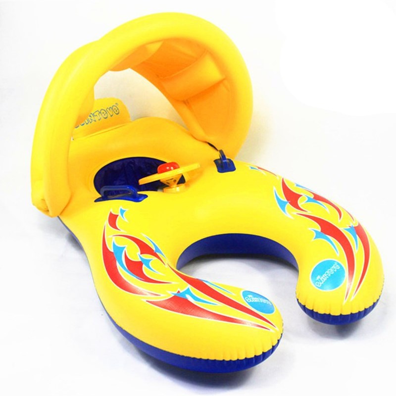 ParentChild Swim Ring w Canopy Detachable Seat Thickened Dou