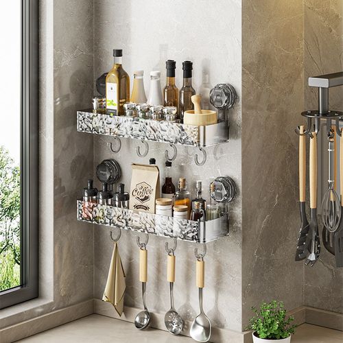Luxury Ripple Suction Shelf Bathroom Washstand Wall Mounted