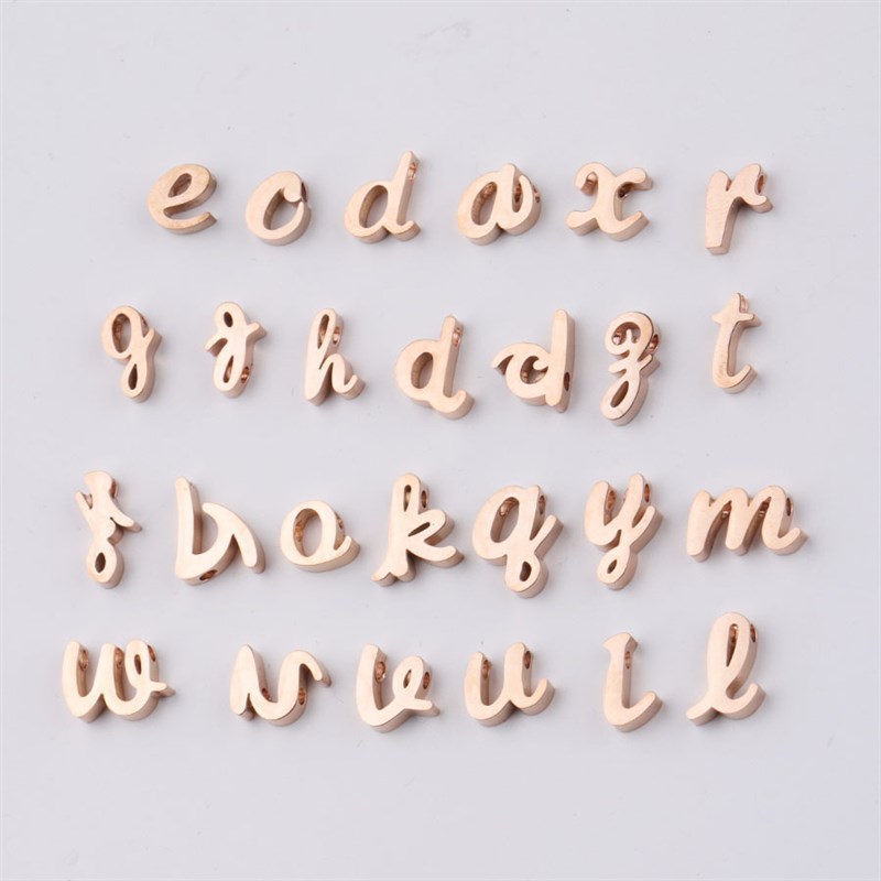 Mirror Stainless Steel Alphabet Beads AZ 18mm DIY Hole Beads