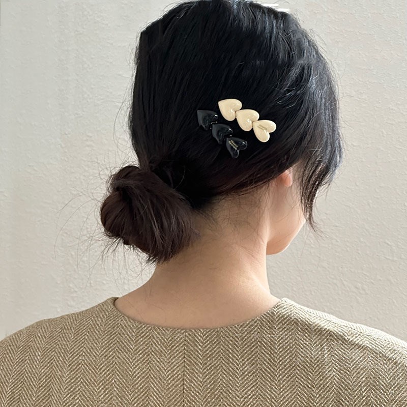 3 Hearts Hairpin Cream Style Peach Heart Duckbill Clip Retro