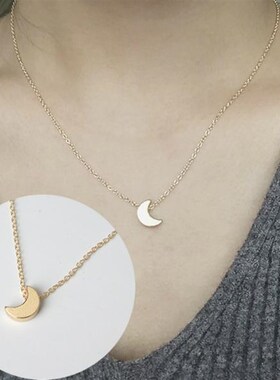 Simple Thick Moon Pendant Necklace Fashionable European Amer