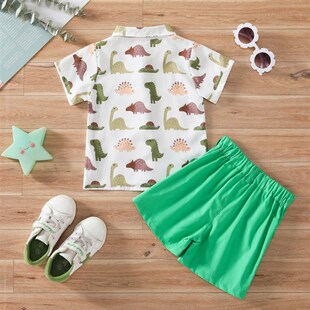 Dinosaur Shirt Set Short Sleeves Shorts Summer Allover Print
