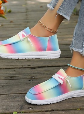 Lowcut Laceup Roundtoe Gradient Patchwork Lightweight Casual