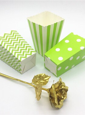 Blue Popcorn Boxes Clear Stripes White Dot Fries Boxes 12pcs