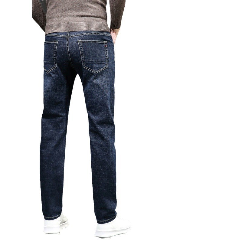 Winter Fleece Thickened Jeans for Men Luxury Business Casual