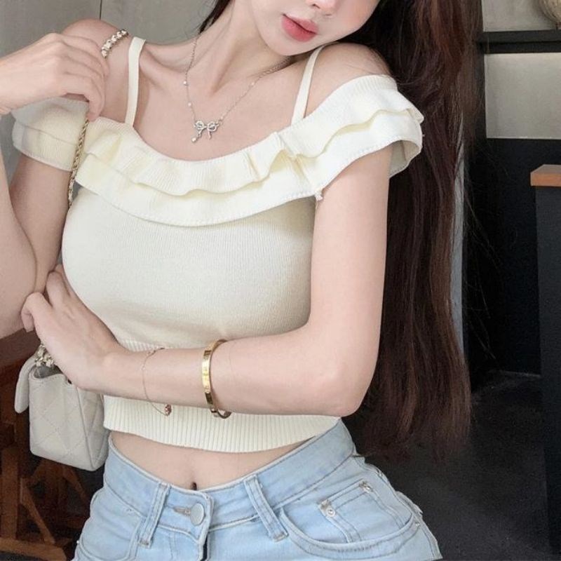 Spicy Girl Pure Desire OneShoulder Strappy Womens Ruffled Sh