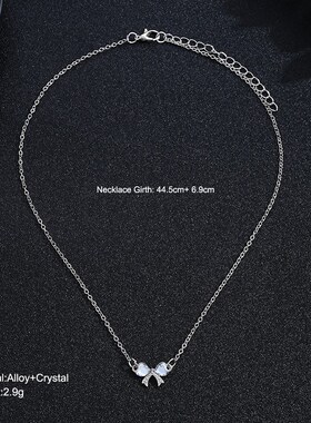Luxury Zircon ins Fashion Versatile Bow Lady Necklace White