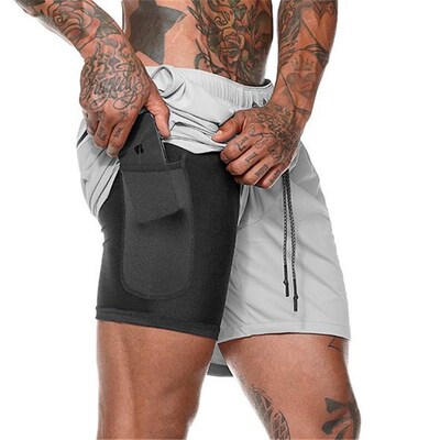 Muscular Mens Shorts Summer Leisure Breathable Doublelayer S