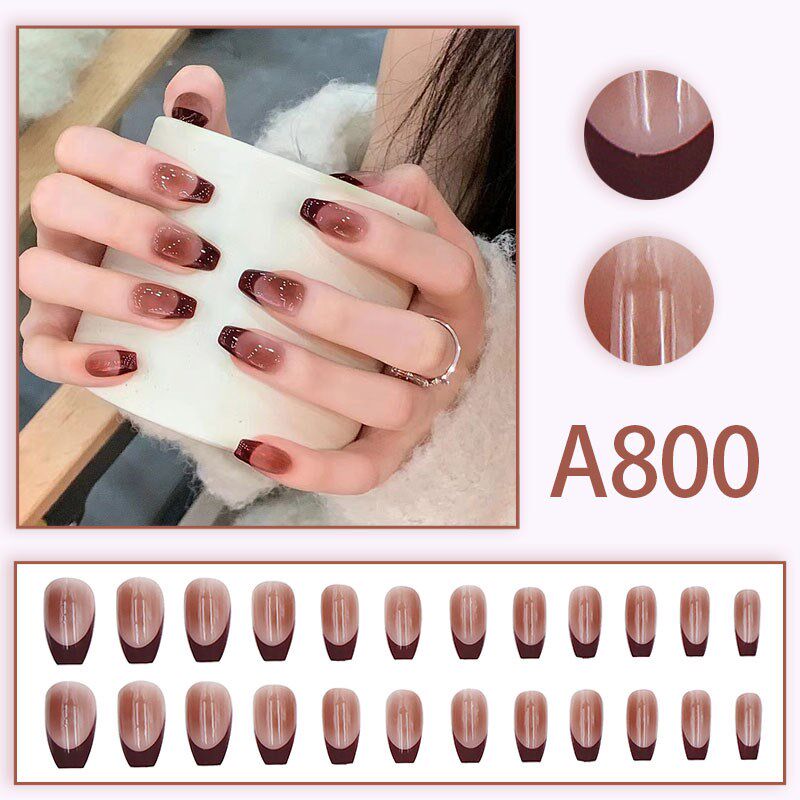 New French Nude Pink Gradient Long Wearable Nails Detachable