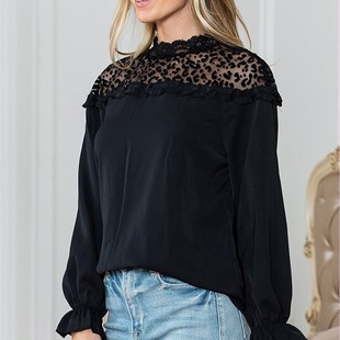 Design Ruffle Pullover Leopard Patchw 2025 Print Fashionable