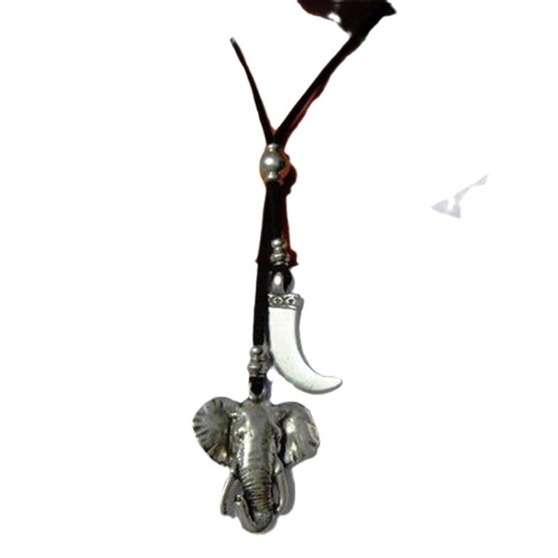 Vintage Retro Elephant Horn Oxidized Ancient Silver Pendant