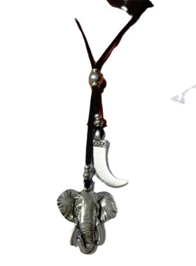 Vintage Retro Elephant Horn Oxidized Ancient Silver Pendant