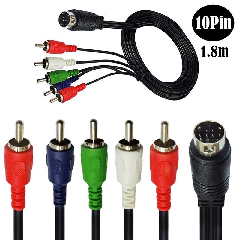 Mini 10PI DIN to 5RCA Video Cable 5AV Component Cable S Term