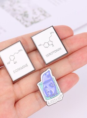 Alloy Letter Brooch Creative Chemical Equation Black and Whi