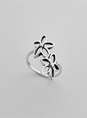 European American Style Exquisite Double Flower Ring Bohemia