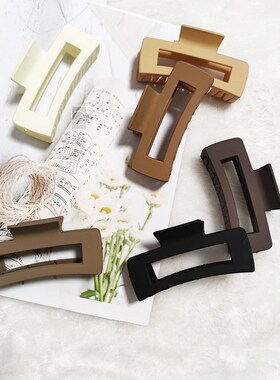 Large Square Clip Dark Hair Accessory Matte Backofhead Clip