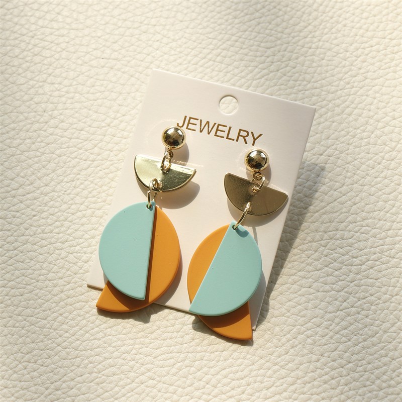 Colorful SemiCircle Alloy Exaggerated Long Fashionable Acryl