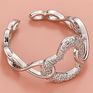 Ring Fashion Simple Korean Open Heart Peach Diamond