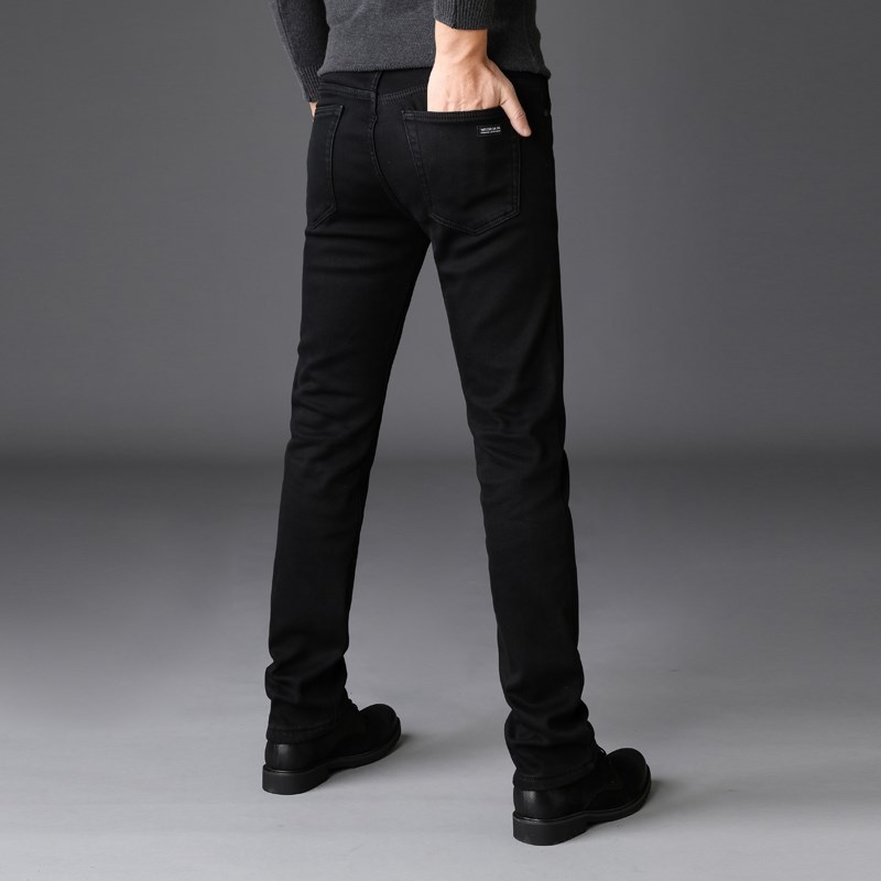 Black Jeans Men Straight Leg Slim Fit Spring Autumn High Ela