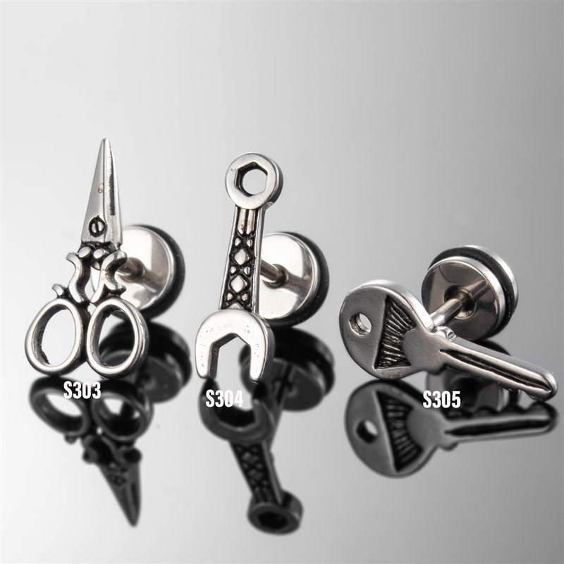 Henson Mens Pierced Stainless steel cast key scissors cool u