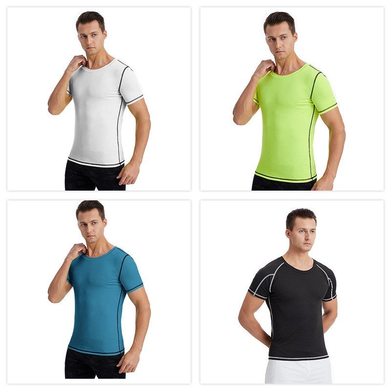 Mens Tight Elastic Breathable Slim Fit Tshirt Basketball Fit