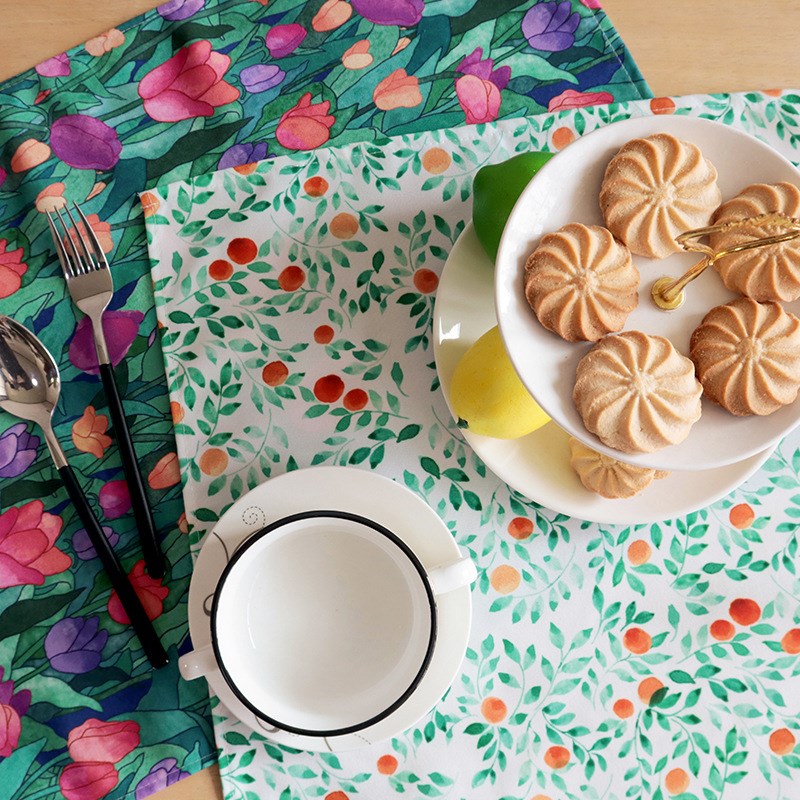 New Printed Oil Napkins Kitchen Cloths Table Mats Food Backg