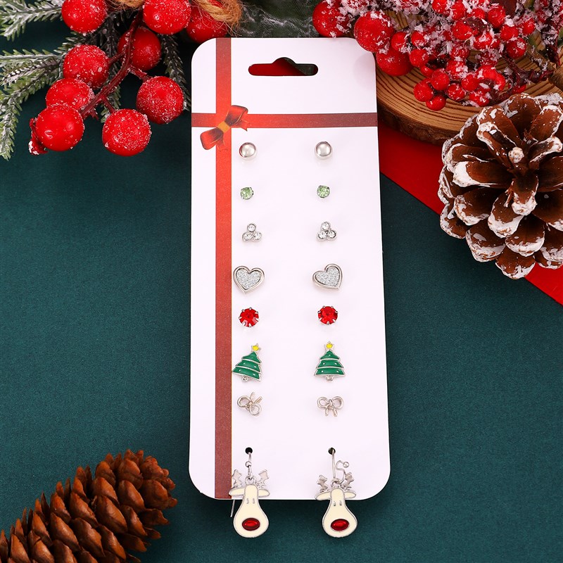 Christmas Earring Set Creative Cartoon Alloy Drip Oil Old Ma