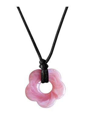 Necklace Simple Wax Thread Flower Pendant Versatile Textured