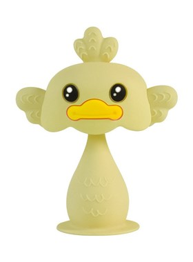 Baby Silicone Teether Duckshaped Rattle Foodgrade Bite Toy f