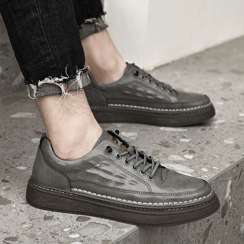 Big Size Leather Shoes for Men Retro Casual Handmade Soft Bo