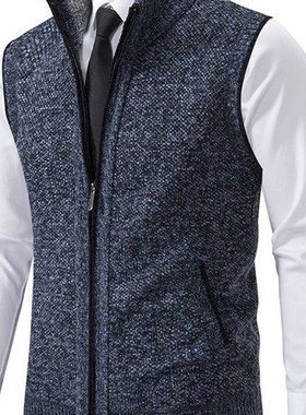 Knitted Vest Jacket for Men 2025 FW Thickened Zippered Colla