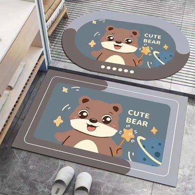 Crystal Velvet Bathroom Mat AntiSlip Water Absorbent Door Ma