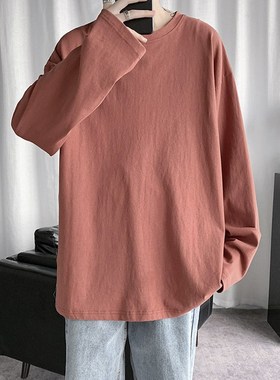 SpringFall Long Sleeve Tshirt Mens Ins Versatile Cotton Tee